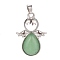 Natural Green Aventurine Pendants, with Platinum Tone Alloy Findings, Angel, 35x24.5x6mm, Hole: 6x5mm
