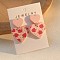Acrylic Dangle Stud Earrings, Heart, Pink, 40x28mm