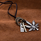 Регулируемые мужские подвески из цинкового сплава и ожерелья лариат с кожаным шнуром NJEW-BB16012-B-7