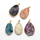 PandaHall Elite 5PCS Dyed Plated Drop Shape Gemstone Pendant Natural Agate Drop Pendants for Jewelry Making G-PH0026-03-1
