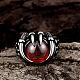 Punk 316L Stainless Steel Oval Red Corundum Rings For Men RJEW-BB01154-11-2