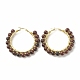 Boucles d'oreilles créoles en perles d'obsidienne en acajou naturel pour femme EJEW-C003-03H-RS-1