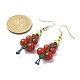 Boucles d'oreilles pendantes en cornaline naturelle et agate en perles d'arbre de Noël EJEW-TA00244-3