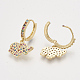 Brass Cubic Zirconia Dangle Hoop Earrings EJEW-S201-141-2