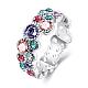Laiton gracieux colorés TCHEQUE anneaux strass doigt pour les femmes RJEW-BB02271-8B-1