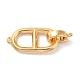 Brass Fold Over Clasps, Oval, Real 18K Gold Plated, Oval: 19.5x10x2mm, Hole: 1mm, Claps: 10x7x2.8mm, Hole: 1.2mm