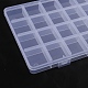 クリアプラスチックビーズ収納ケース  28コンパートメント  DIYアートクラフト用  ネイルダイヤ  ビーズ収納  長方形  透明  22x13.2x1.9cm X1-CON-YW0001-13-3