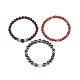 Set di braccialetti elastici con perline rotonde in pietra mista naturale e sintetica a 3 pezzo BJEW-JB08586-7
