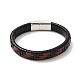 Bracelet cordon rectangle tressé en cuir avec 304 fermoirs magnétiques en acier inoxydable pour homme femme BJEW-C021-03-3