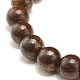 Bracelet extensible en perles de bronzite naturelle de 9 mm pour hommes et femmes BJEW-JB07236-4