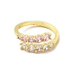 Clear & Pink Cubic Zirconia Adjustable Ring RJEW-C050-08G-2