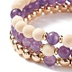 Ensemble de bracelets extensibles en perles de bois naturel BJEW-JB08497-5