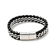 Leather & 304 Stainless Steel Braided Curb Chains Cord Bracelet with Magnetic Clasp for Men Women BJEW-C021-19-2