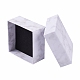 スクエアクラフト厚紙ジュエリーボックス  大理石模様ネックレスペンダントボックス  アクセサリー用  ホワイト  7.5x7.5x3.55cm AJEW-CJ0001-19-6