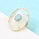 Кольца-манжеты из натурального кварца и цветочного амазонита в форме овала G-P599-01G-01-2