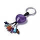 Сердце из натурального аметиста с брелками-кисточками из смешанных драгоценных камней KEYC-P012-03P-01-1