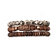 3Pcs 3 Style Natural Dalmatian & Coir Wood Bbeaded Stretch Bracelets Set BJEW-JB09863-1