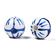 手作りの陶器ビーズ  青と​​白の磁器  ラウンド  ブルー  12mm  穴：2mm PORC-Q212-12mm-1-4