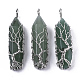 Natural Green Aventurine Big Wire Wrapped Pendants G-T133-P02D-1