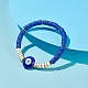 Bracelet extensible fait main en argile polymère et perles de coquillage naturel BJEW-JB07398-01-2