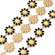304 cadena de eslabones de flor de margarita de acero inoxidable con esmalte AJEW-J035-03G-12-1