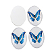 Cabochons ovales en verre imprimé de papillon X-GGLA-N003-20x30-C43-2