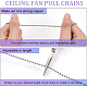 BENECREAT 5Pcs Glass Crystal Ceiling Fan Pull Chain Extenders AJEW-BC0003-48-3