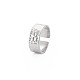 304 anillo de puño abierto plano martillado de acero inoxidable para mujer RJEW-S405-208P-3