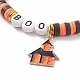 4 pièces 4 style polymère argile heishi surfeur bracelets extensibles ensemble avec mot spooky boo perles acryliques BJEW-TA00127-7