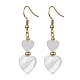 Boucles d'oreilles pendantes en forme de cœur en coquillage naturel EJEW-JE05583-01-1
