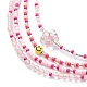 4 pièces 4 style visage souriant fleur acrylique et perles de verre colliers ensemble pour les femmes NJEW-JN04015-4