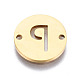 201ステンレス鋼リンクコネクター  レーザー切断  アルファベット付きフラットラウンド  ゴールドカラー  12x12x1mm  穴：1.5mm  合計：26個/セット。 STAS-Q237-M002-8-4