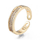 Micro Pave Clear Cubic Zirconia Cuff Rings RJEW-N039-14-1