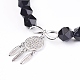 Natürliche schwarze Achat Perlen Charme Armbänder BJEW-O162-D01-2