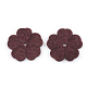 PUレザーペンダント  のどの毛深い布製  花  ブラウン  25.5x26x2mm  穴：2.5mm FIND-T020-056C-1