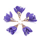 アイアン製ペンダント  シフォン付き  花  ゴールドカラー  紫色のメディア  28~32x25~32mm  穴：1~4mm FIND-T033-01E-1