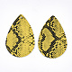 PUレザービッグペンダント  ティアドロップ  蛇の模様で  ゴールド  57.5x37x1.5mm  穴：2mm FIND-S300-54F-2