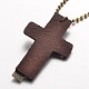 Alloy Leather Cross Pendant Necklaces NJEW-L408-06-3