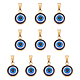 DICOSMETIC 10Pcs Blue Evil Eye Charm Handmade Lampwork Evil Eye Pendants Flat Round Charms with Clasp Gold Enamel Pendants Charms for DIY Bracelets Necklace Jewelry Making STAS-DC0010-37-1