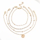 4Pcs 4 Style Alloy Chain Anklets Set with Resin Pearl Beaded and Flat Round Charm SJEW-D009-03KCG-2