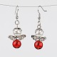 Angel Transparent Glass Beaded and Glass Pearl Beaded Dangle Earrings EJEW-JE02036-3
