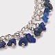 Natural Mixed Stone Chip Beaded Charm Anklets AJEW-AN00227-3