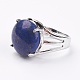 Adjustable Natural Lapis Lazuli Finger Rings X-RJEW-F075-01L-2