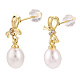 Natural Pearl & Cubic Zirconia Bowknot Dangle Stud Earrings PEAR-N017-06D-2