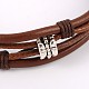 Bracelets à rangs multiples avec cordon en cuir de vachette BJEW-JB01734-2