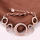 Real Rose Gold Plated Tin Alloy Czech Rhinestone Ring Link Bracelets BJEW-BB10105-5