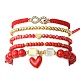 5 pièces 5 styles de bracelets extensibles en perles de verre et de laiton BJEW-TA00298-2