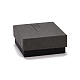 厚紙のジュエリーボックス  内側に黒いスポンジと灰色のスナップカバー付き  ネックレス＆リング用  単語の正方形  ブラック  7.5x7.5x3.45cm CON-E025-B02-03-2
