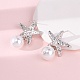 Серьги-гвоздики в форме морской звезды с микропаве из латуни и прозрачными кубическими цирконами EJEW-H165-03B-P-3