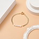 Natural Pearl Beaded Link Anklet with Brass Cob Chains for Women AJEW-AN00525-2